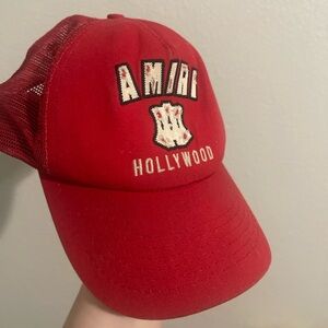 AMIRI Red Mesh Cap with Hollywood Embroidery